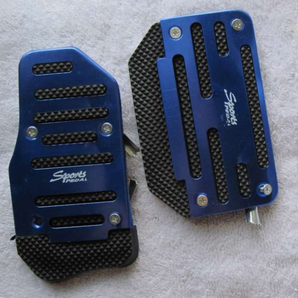 Aluminum Metal Blue Attachable Upgrade Sports Pedals Gas Brake Non Slip Set Auto